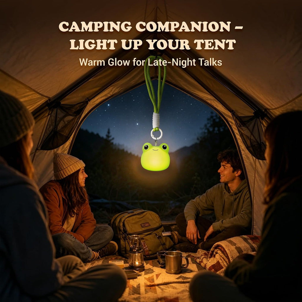 UNEEDE Mini Frog Night Light with Lanyard, 8 Color Changing Rechargeable