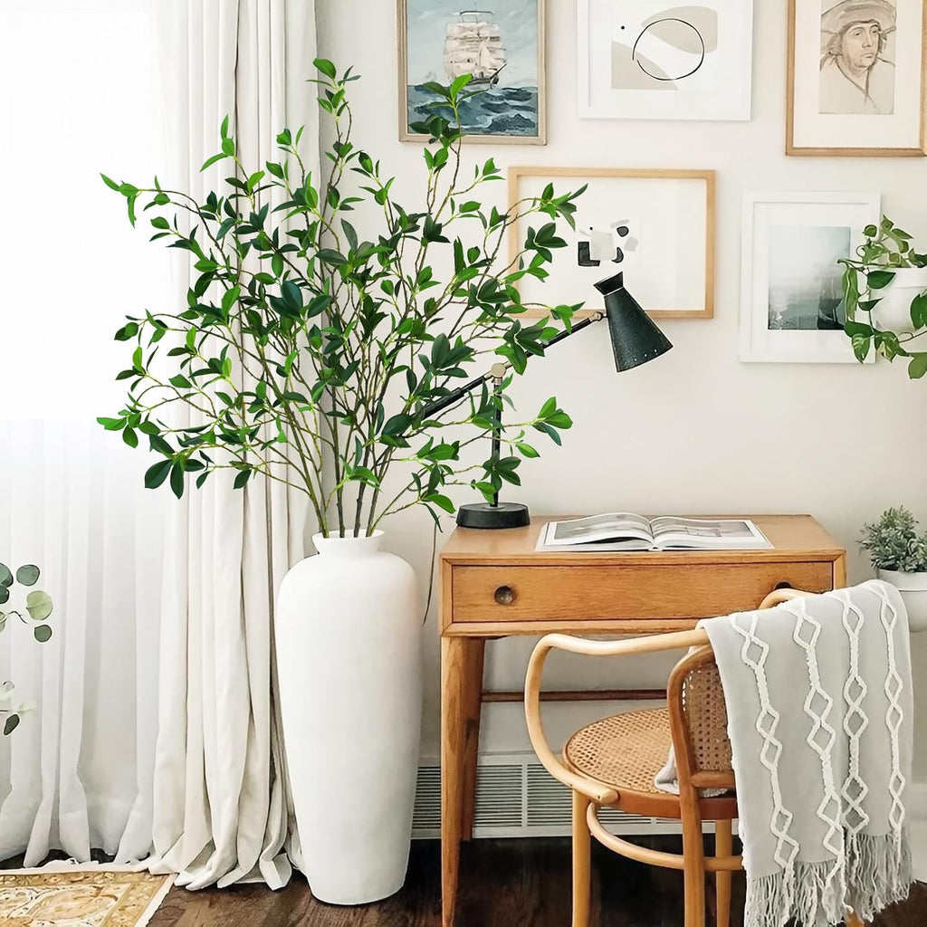 Krissing 4Pcs Artificial Greenery Stems, 44inch Fake Ficus Twig Branches