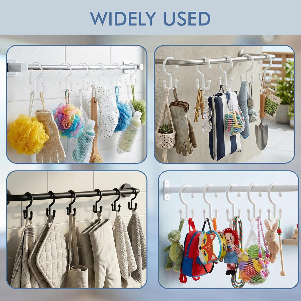Bathway Clear Plastic Shower Curtain Hooks, 24 Double Shower Curtain Rings