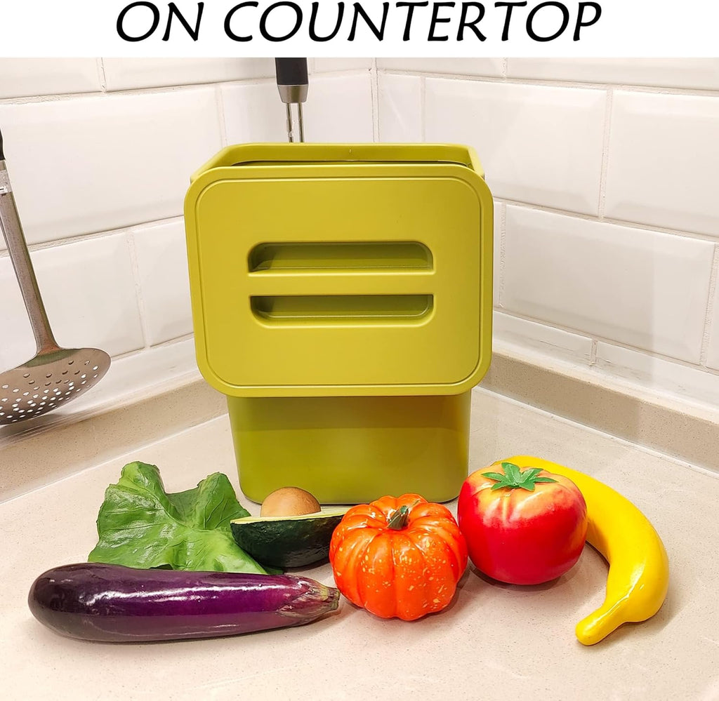 stonespace Small Cabinet Door Trash Can with Lid, 1.3Gal, Green