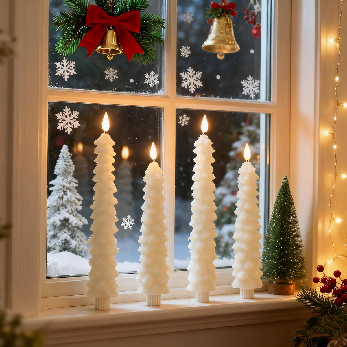 MUMCHASI Christmas Decorations, Christmas Tree Flameless Taper Candles