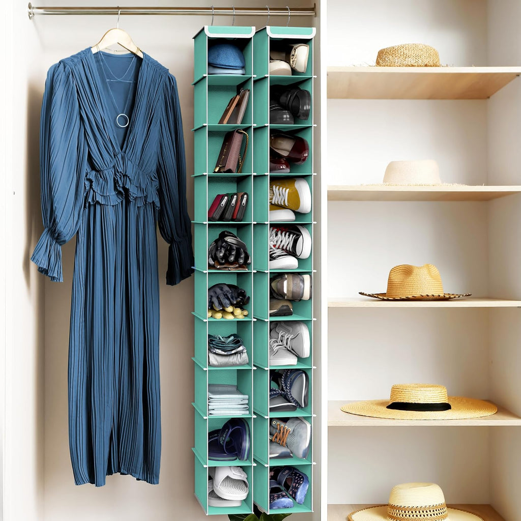 Simple Houseware 10 Shelves Closet Hanging Shoe Organizer, Turquoise