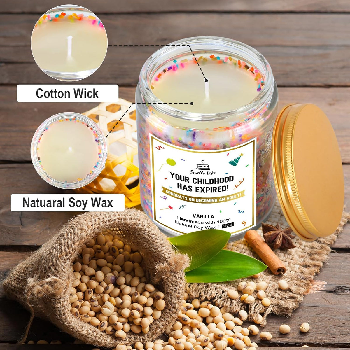 18th Birthday Gifts for Girls Boys, Happy 18th Birthday Candles, 9OZ