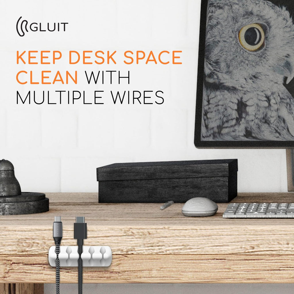 Cord Organizer for Desk, Nightstand Cable Holder, 5 Pack, Multislot, White