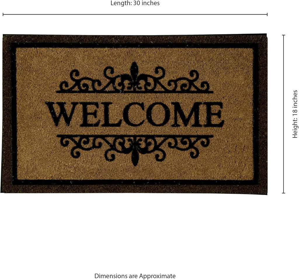 Ackland Coir Doormat | Clara Brown Welcome Flocked | 18" x 30"
