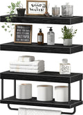 QEEIG Bathroom Floating Shelves Over Toilet (Black, Set of 3, 15.7")