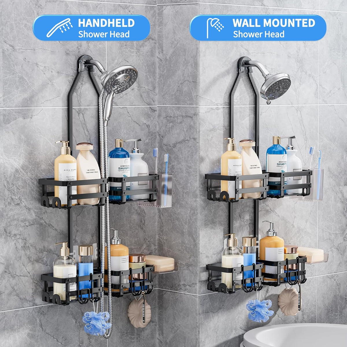 GAOKASE Aluminum Shower Caddy Hanging, Never Rust Shower Organizer