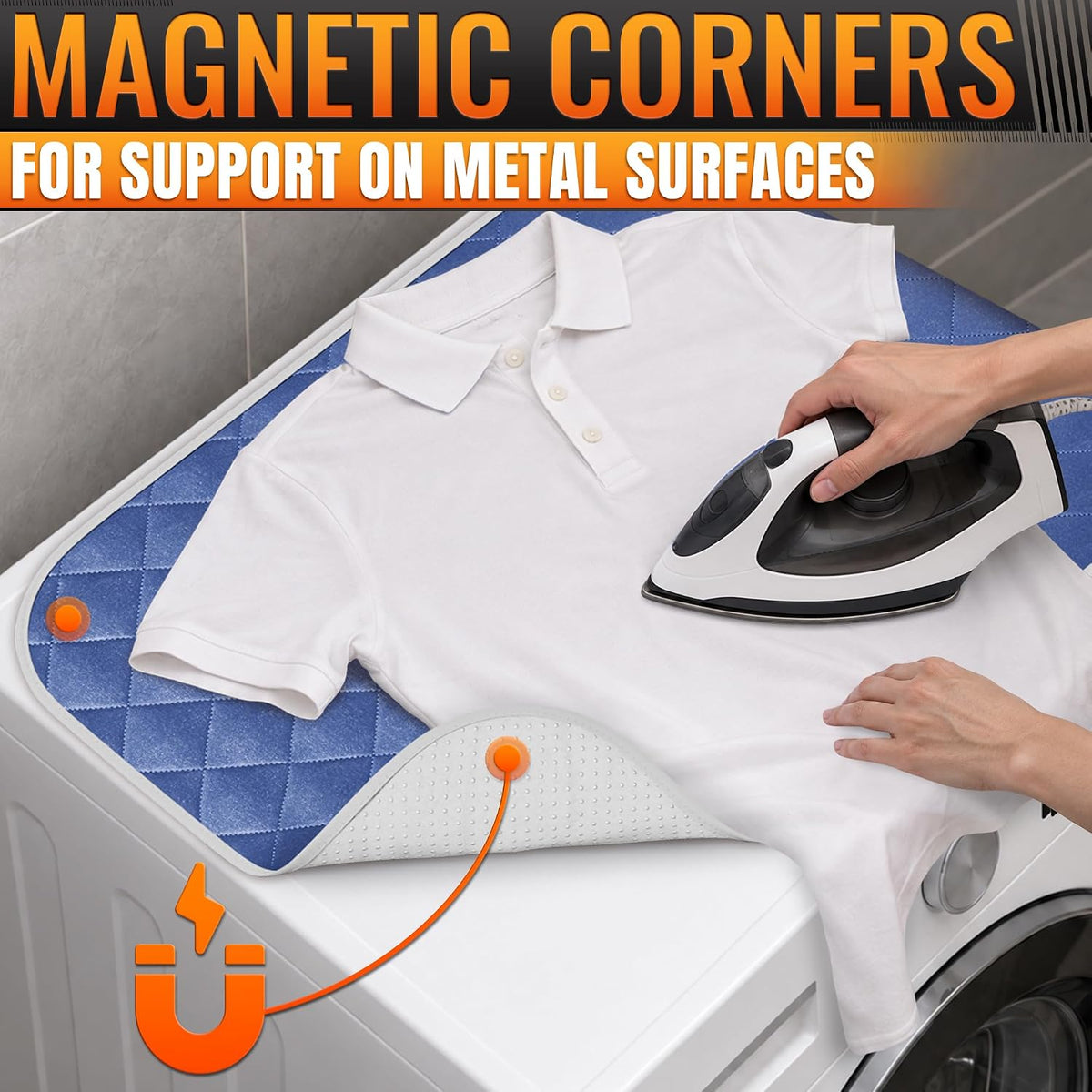 3-in-1 Ironing Mat for Table Top, 39.2" x 17.9", Magnetic Edges