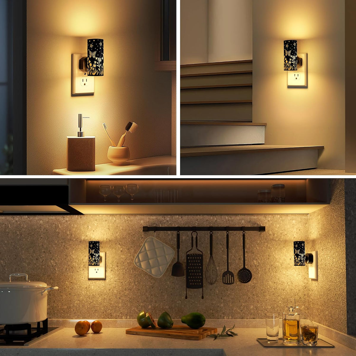 LED Night Lights Plug in, Bright Nightlights, Black Butterfly