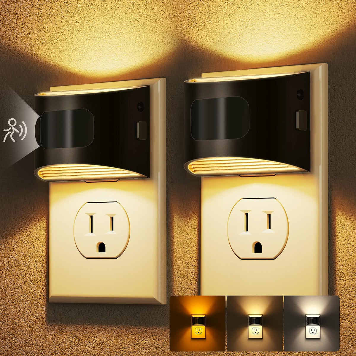 DORESshop Motion Sensor Night Light, Night Lights Plug into Wall, 3CCT