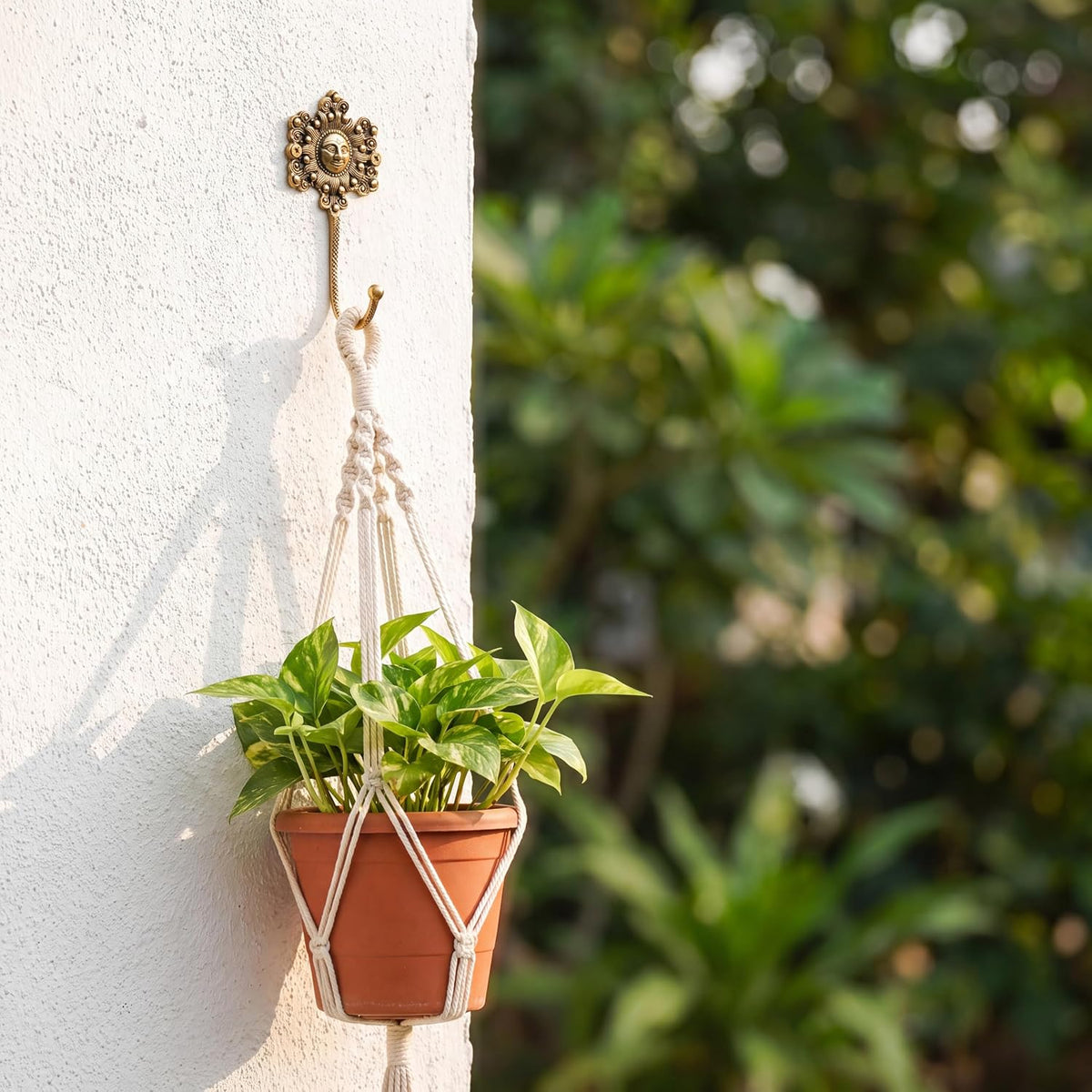 IndianShelf 3 Brass Sunflower Wall Hooks Vintage Gold Coat Key Towel Hanger