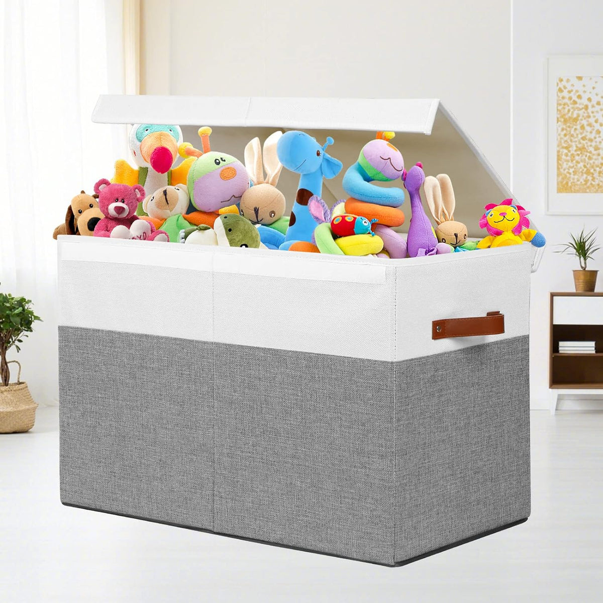 Large Toy Storage Box with Lid, Toy Chest Bin Boxes Basket with Dividers