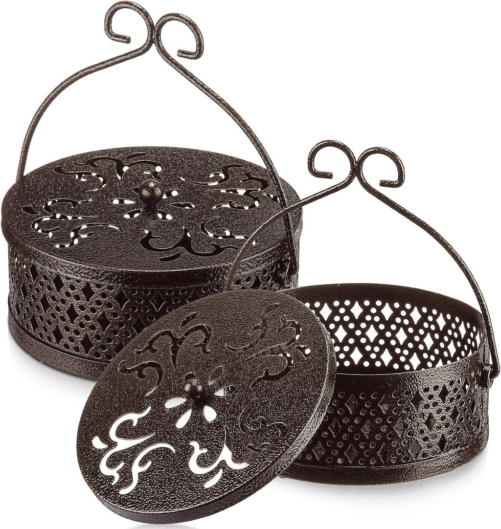 Lallisa 2 Pcs Incense Coil Holder Set, Metal Incense Burner, Bronze Color