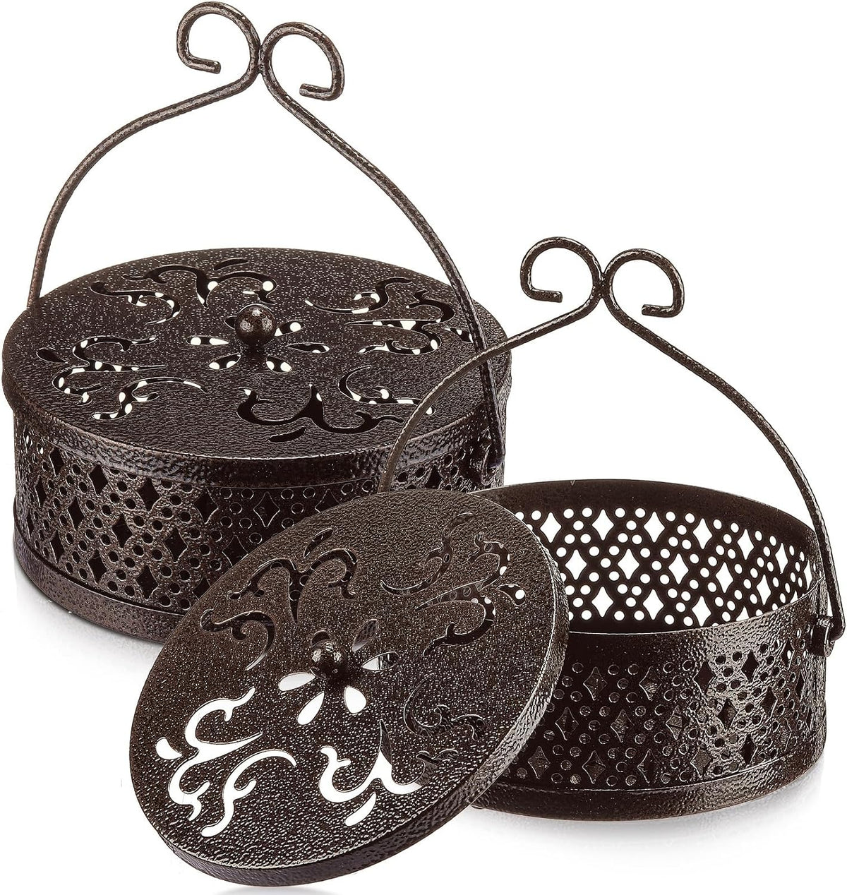Lallisa 2 Pcs Incense Coil Holder Set, Metal Incense Burner, Bronze Color