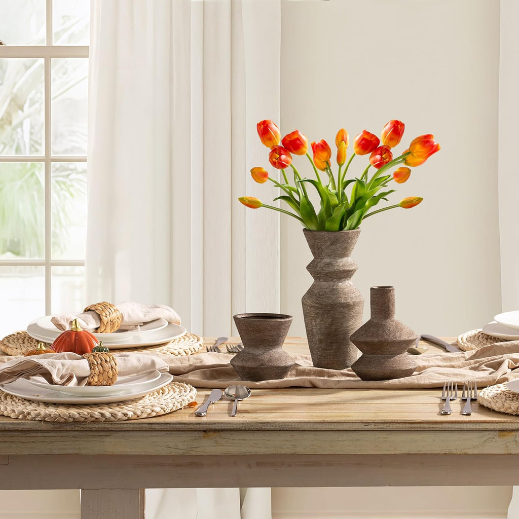Vanselia Ceramic Vase Set of 3 Home Decor Living Room Table Decorations