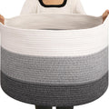 OIAHOMY 105L Extra Large Blanket Basket - Decorative Cotton Rope Storage Basket for Bedroom, Living Room & Nursery - Woven Laundry Hamper for Organizing Blankets, Clothes & Toys - Gradient Grey