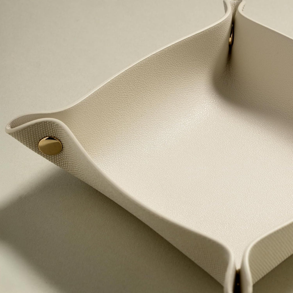 OLETHA Foldable Valet Tray, Travel Essentials, Canvas Grain, Greige