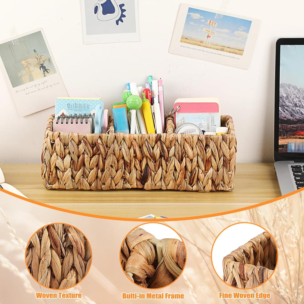 BTSKY Handwoven Remote Control Holder for Table, Natural Water Hyacinth