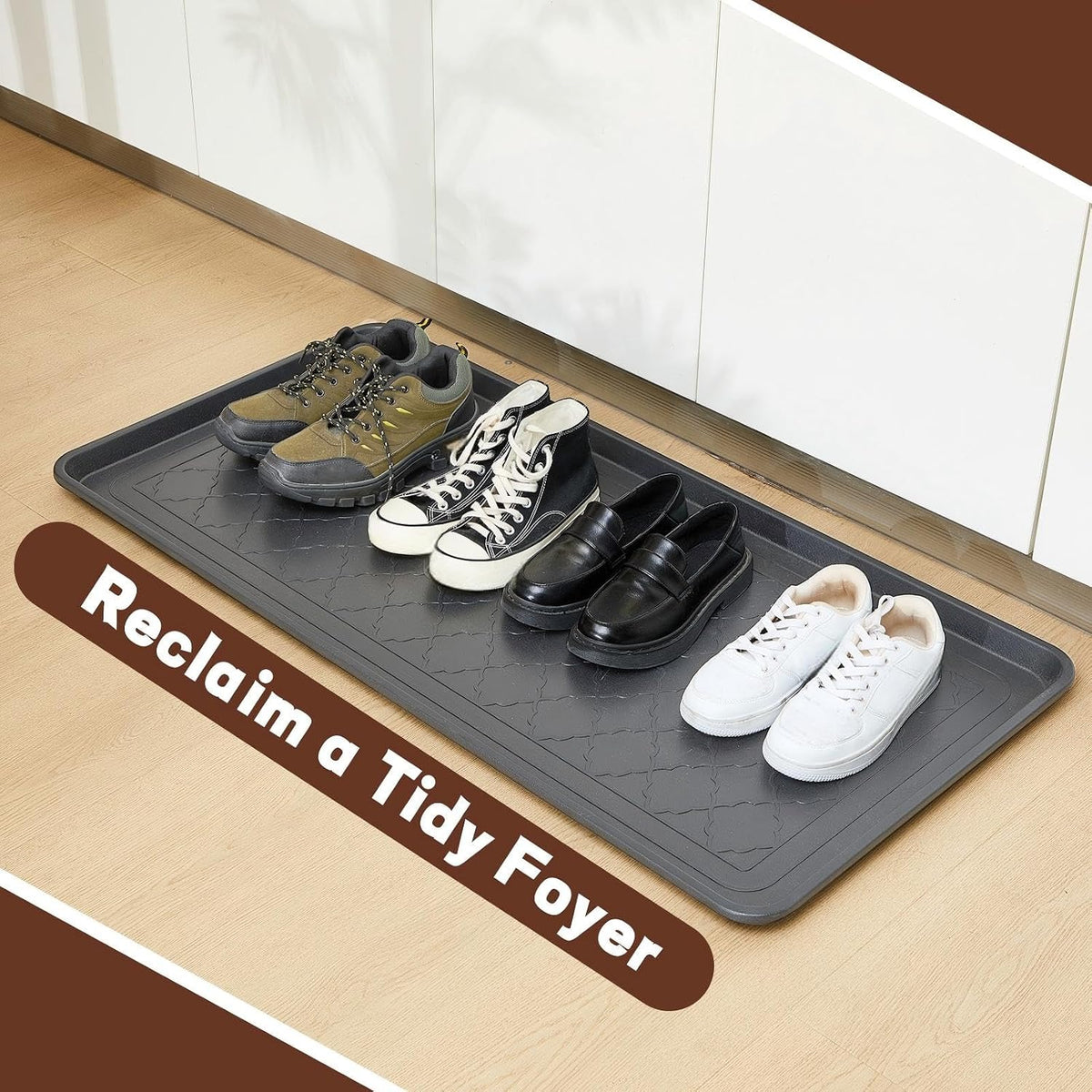 Geelin 1 Pack 40"x20" Extra Large Boot Tray, Long Shoe Mats, Gray