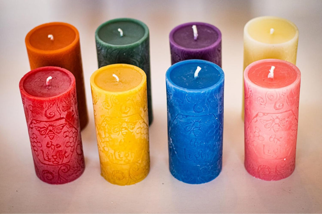 BeeTheLight Beeswax Pillar Candle - 100% Pure Bees Wax - Choose Your Size and Color - Up to 72 Hour Burn Time Fits 3x6 Holder - Approx. 2.6"x5.4" - Unscented - Natural Light Honey Scent