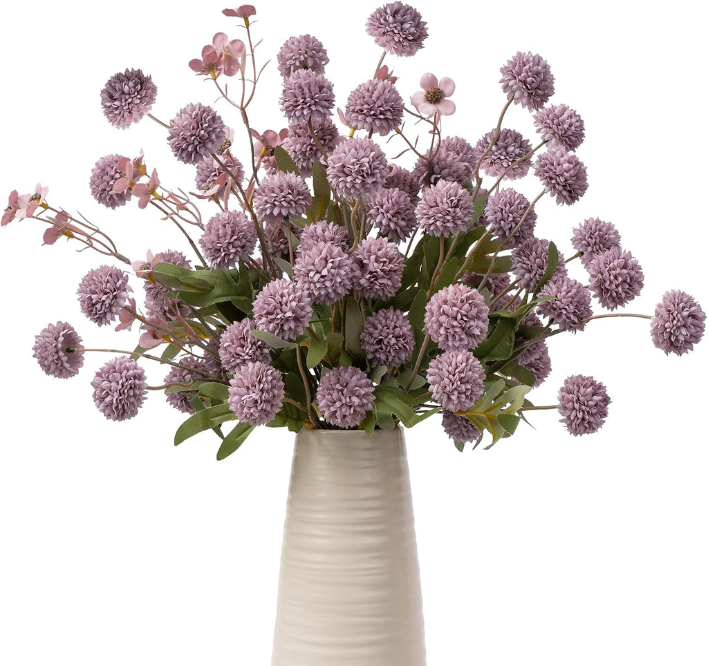 Mixed 10 Pcs Artificial Pompon Mum Set-8 Chrysanthemum & 2 Rose Red Daisy, Purple Silk Faux Flower for Vase Fall Floral Arrangements Wedding Centerpiece DIY Home Indoor Outdoor Decor (No Vase)
