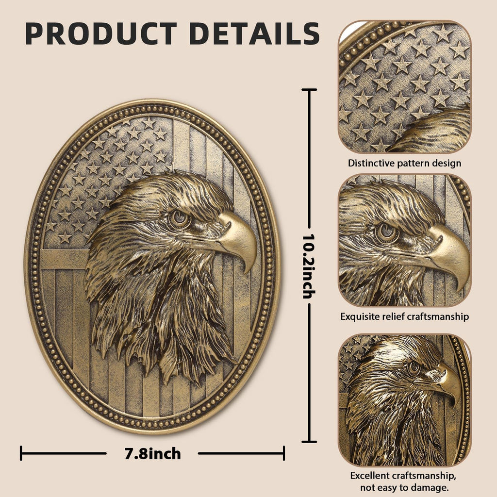 Vintage American Eagle Wall Sculpture, Antique Wall Decor, 4th of July Decor, Hand Painted Wall Decoration with Embossed Eagle Design, 250 Anniversary USA Decor, Patriotic Decoration for Bedroom Living Room Hallway, Housewarming Gifts