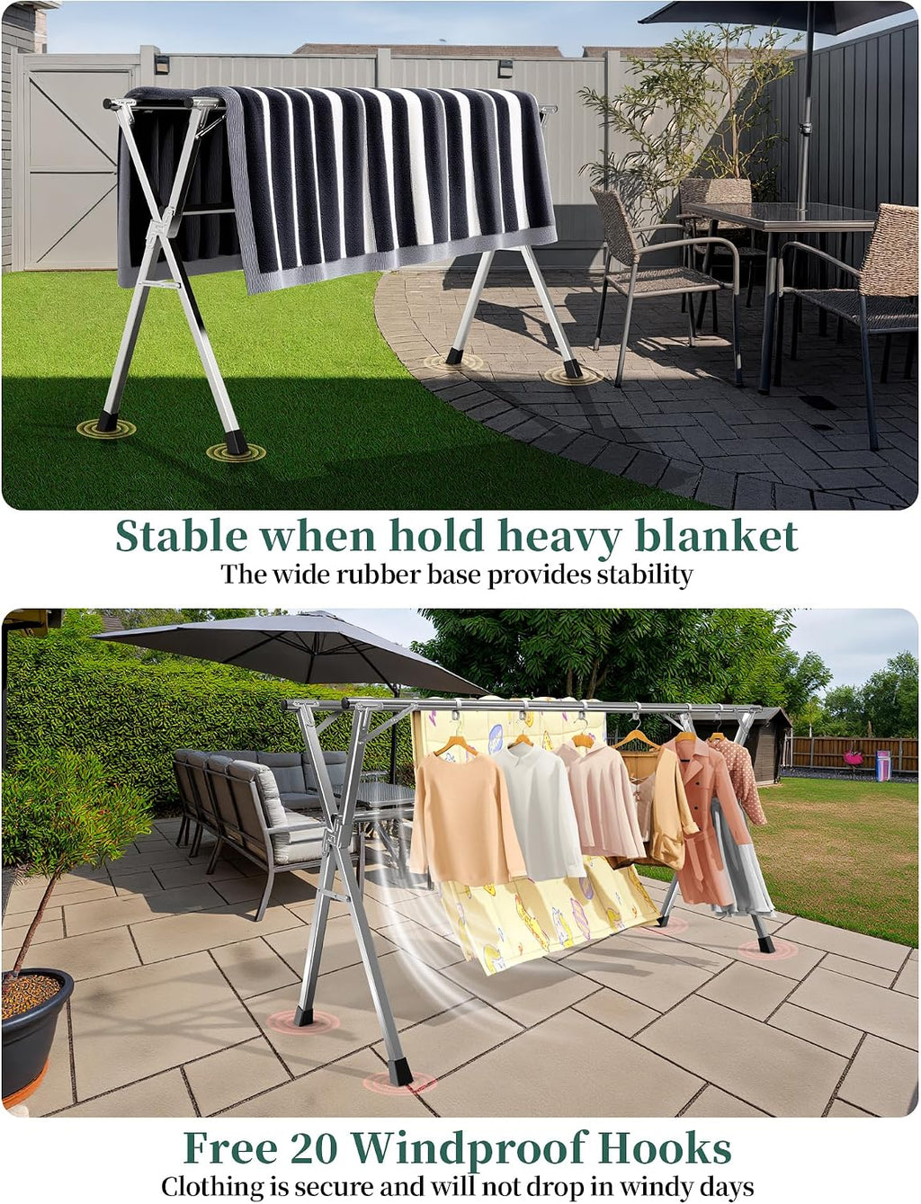 Folding Stainless Steel Laundry Drying Rack 63 Inches