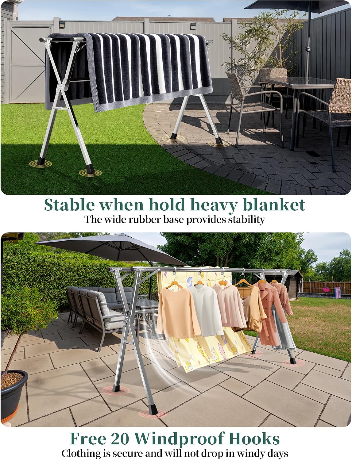 Folding Stainless Steel Laundry Drying Rack 63 Inches