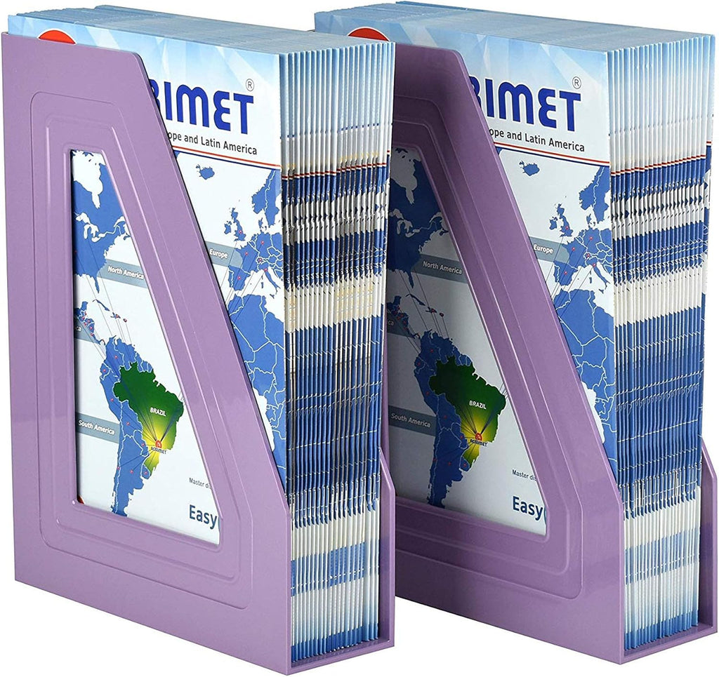 Acrimet Magazine File Holder, Vertical Desk Organizer, Purple, 2 Pack
