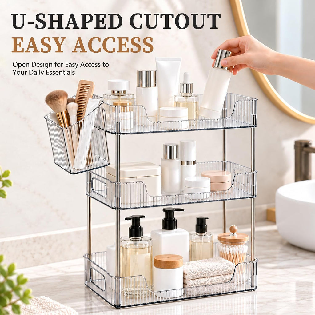 3-Tier Clear Bathroom Counter Organizer, Makeup Skincare Tray
