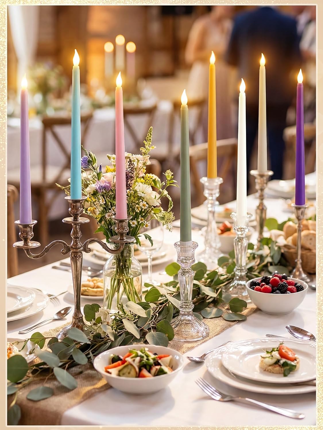 Retisee 30 Pcs 11 Inch Flameless Taper Candles LED Candles Bulk, Colorful
