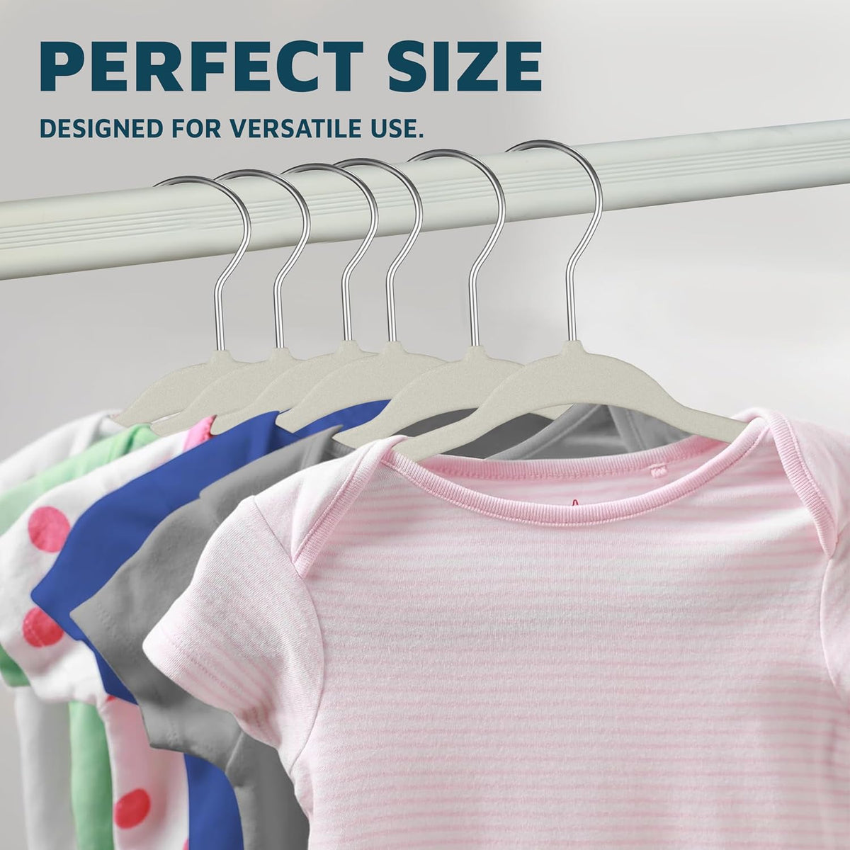 Ivory Velvet Kids Hangers 20 Pack, 10.83" Non-Slip Baby & Toddler Hangers for Clothes, Space-Saving Slim ABS Plastic with 360° Swivel Hook & Notched Shoulders, Up to 10 lb Capacity