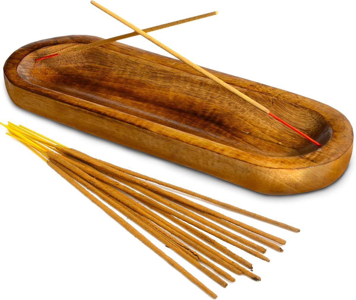 Incense Holder-Incense Burner/Ash Catcher-Handmade Wooden Insence Tray Home Decor 11x4x1.2 Inches