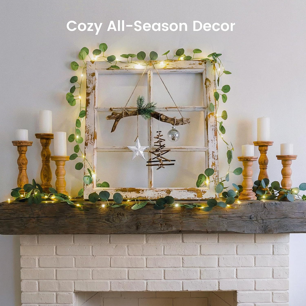 Eucalyptus Garland with 40 LED Fairy Lights, USB & Battery Powered