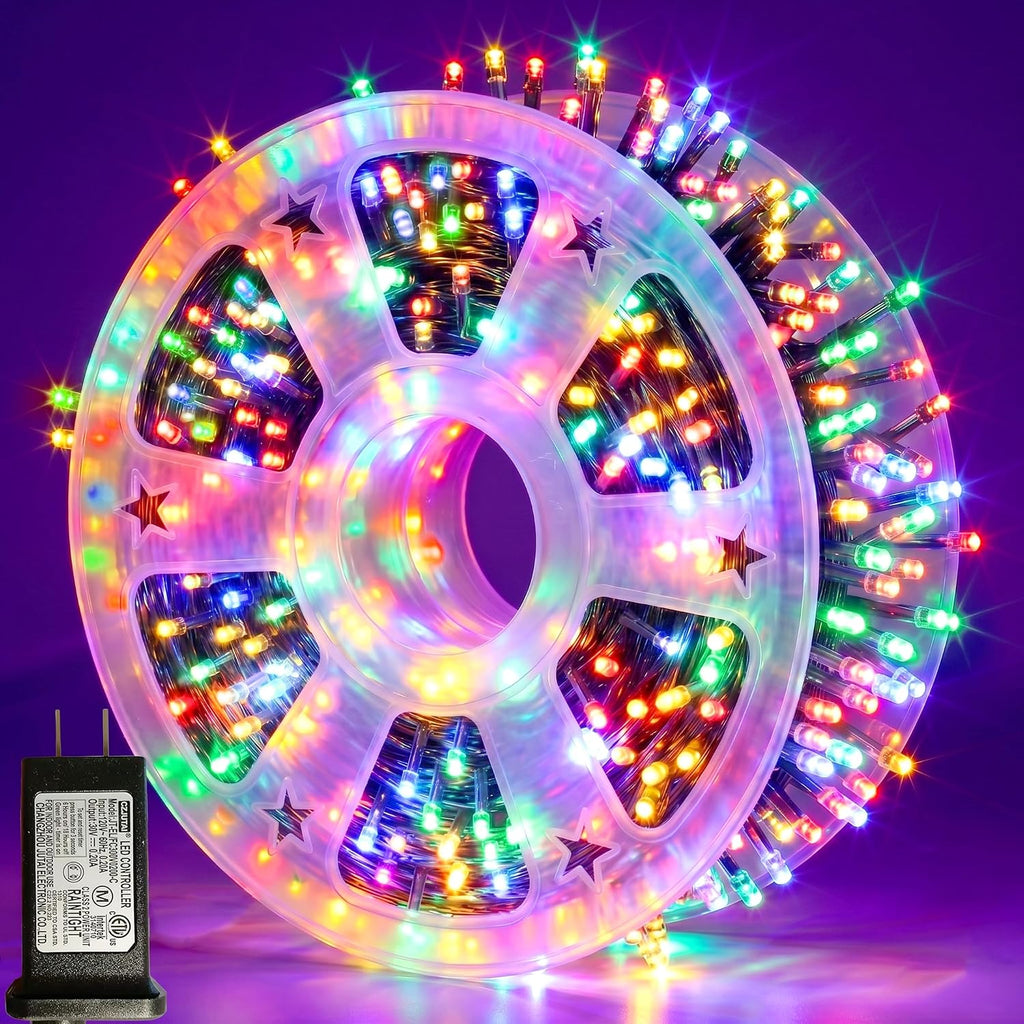 Pooqla 1000 LED Colorful Christmas Lights Outdoor String Lights, 328 ft