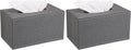 Sumnacon Tissue Box Cover Rectangular Tissue Box Holder Linen Tissue Box with Magnetic Bottom Decorative Grey Tissue Box for Bathroom Toilet Living Room Table Desk Office Car, Large (Pack of 2)