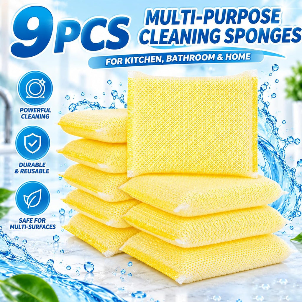 MAQIHAN Sponges Kitchen Scrubbing Pad - 9PCS All-Purpose Scrubbing Sponges