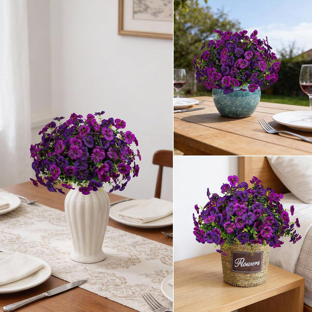 Artificial Flowers for Outdoor Faux Pansies Fake Flowers Plants,12 Bundles