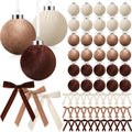 Wettarn 30 Sets Velvet Christmas Ornaments Balls & Bows, Classic Neutrals