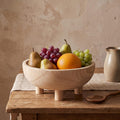 Natural Wooden Fruit Bowl with 4 Legs for Kitchen Counter