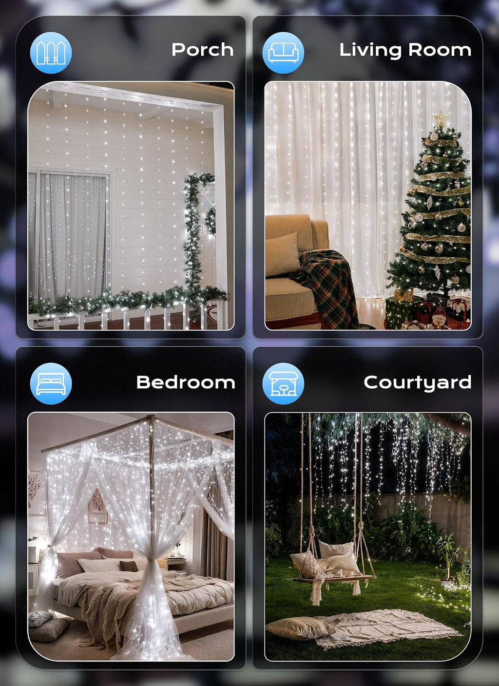 Brightown 300 LED Curtain Lights, 9.8ftx9.8ft Winter Wonderland Decorations