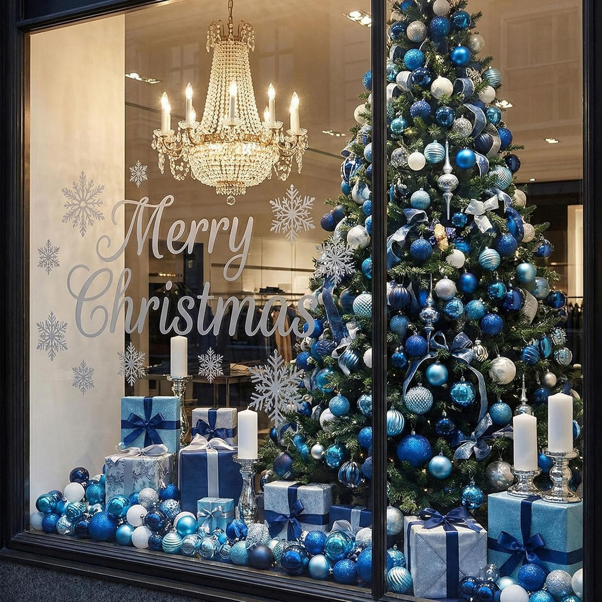 DOMESTAR 100 PCS Shatterproof Blue Christmas Ornament Set