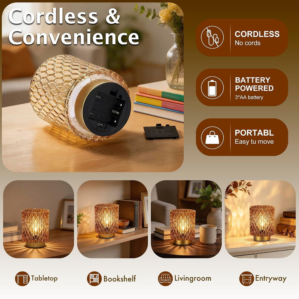 ULAROOM Battery Operated Table Lamp,Cordless Small Accent lamp, Amber