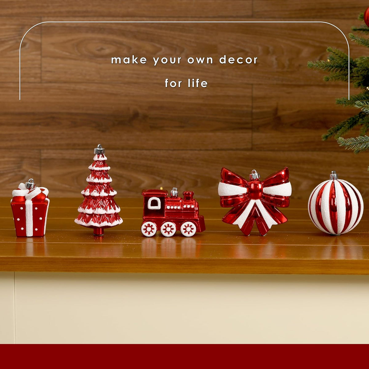 Alupssuc 82pcs Classic Christmas Balls Ornaments Set, Red and White