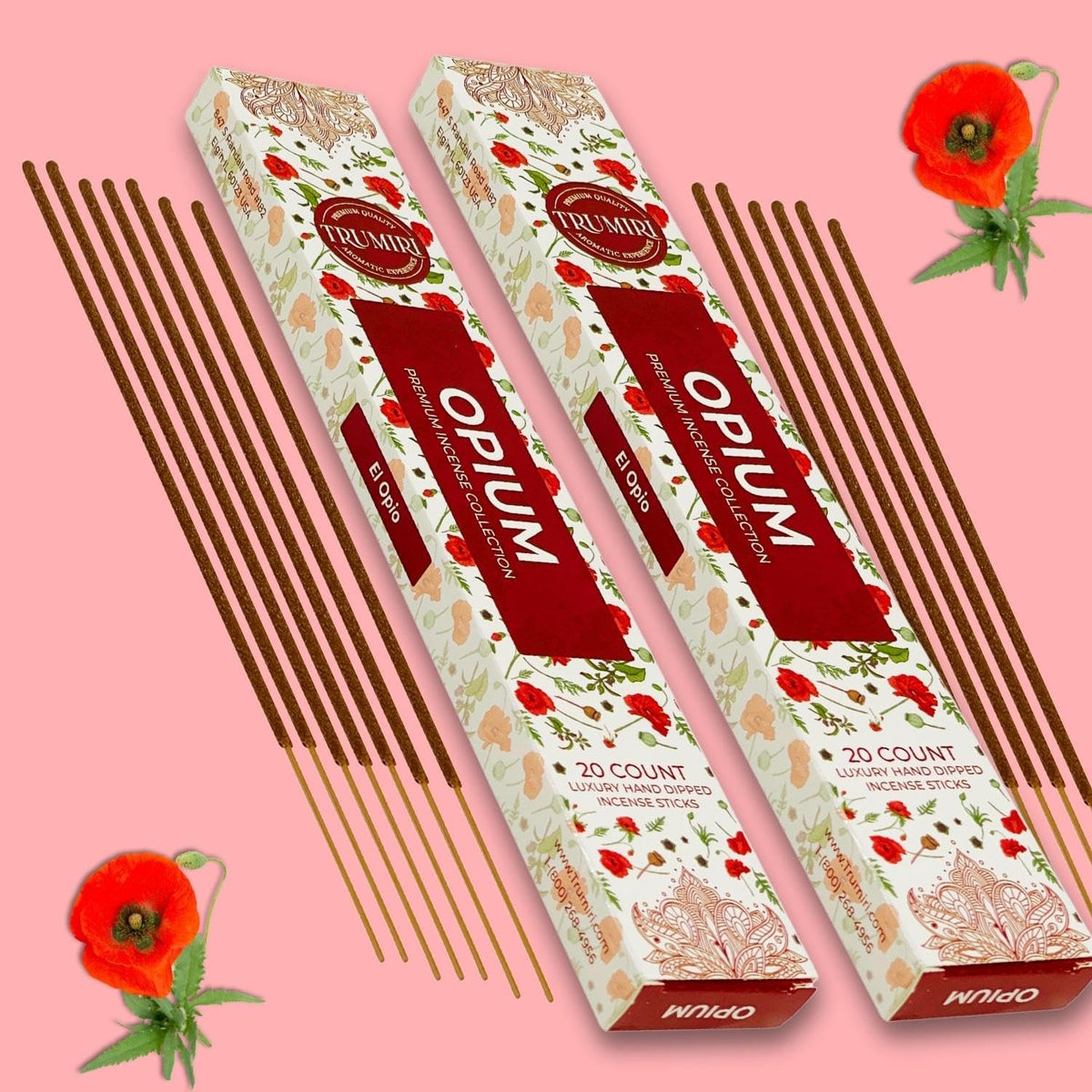 Opium Scented Incense Sticks - Total 40 Insence-Sticks - Dual Pack of 20 Insense - Inciensos - Inscents - Natural Non Toxic Ingredients - Incents - Incence - Inscense - Insents