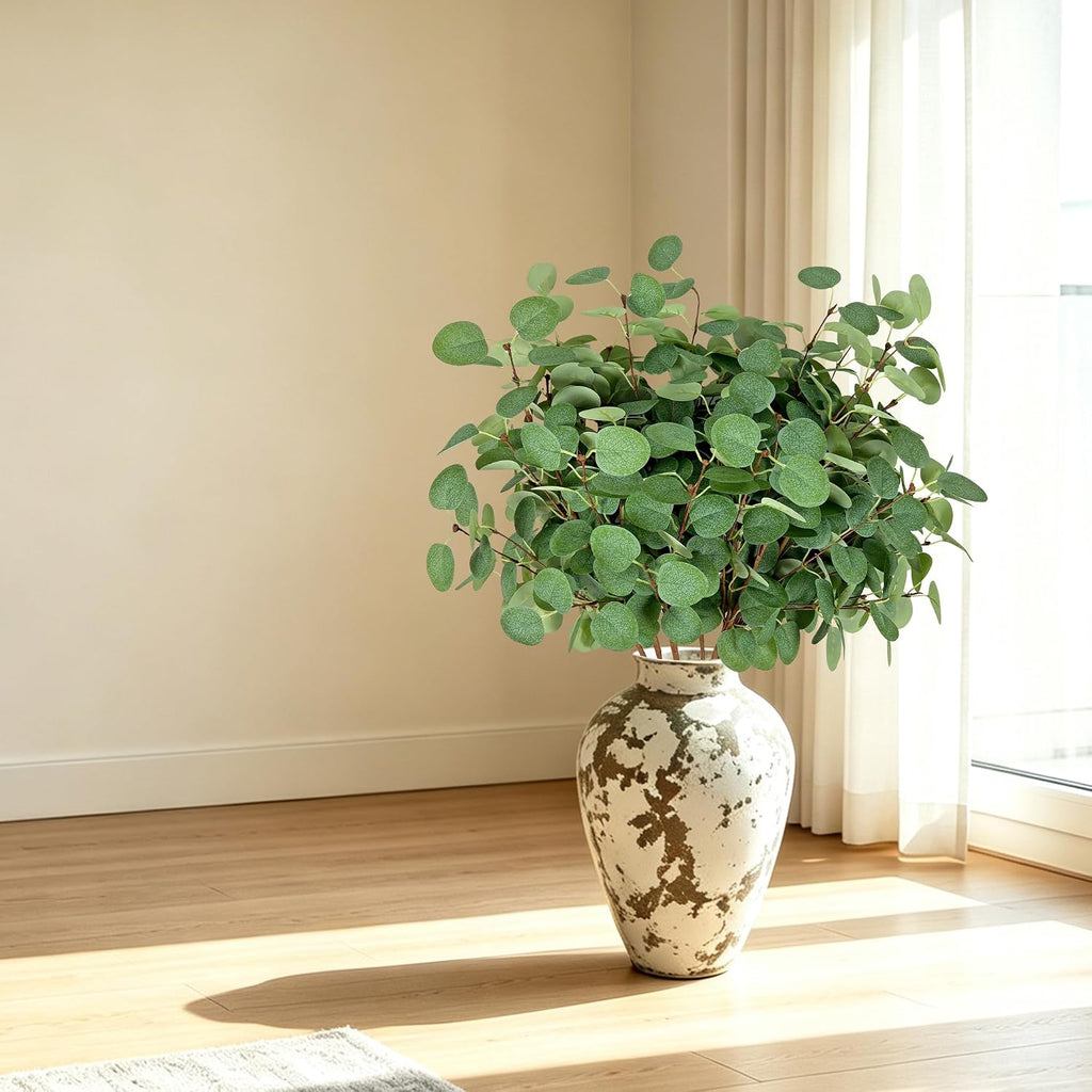 8Pcs Artificial Eucalyptus Stems, Faux Greenery Branches for Vase Decor-002