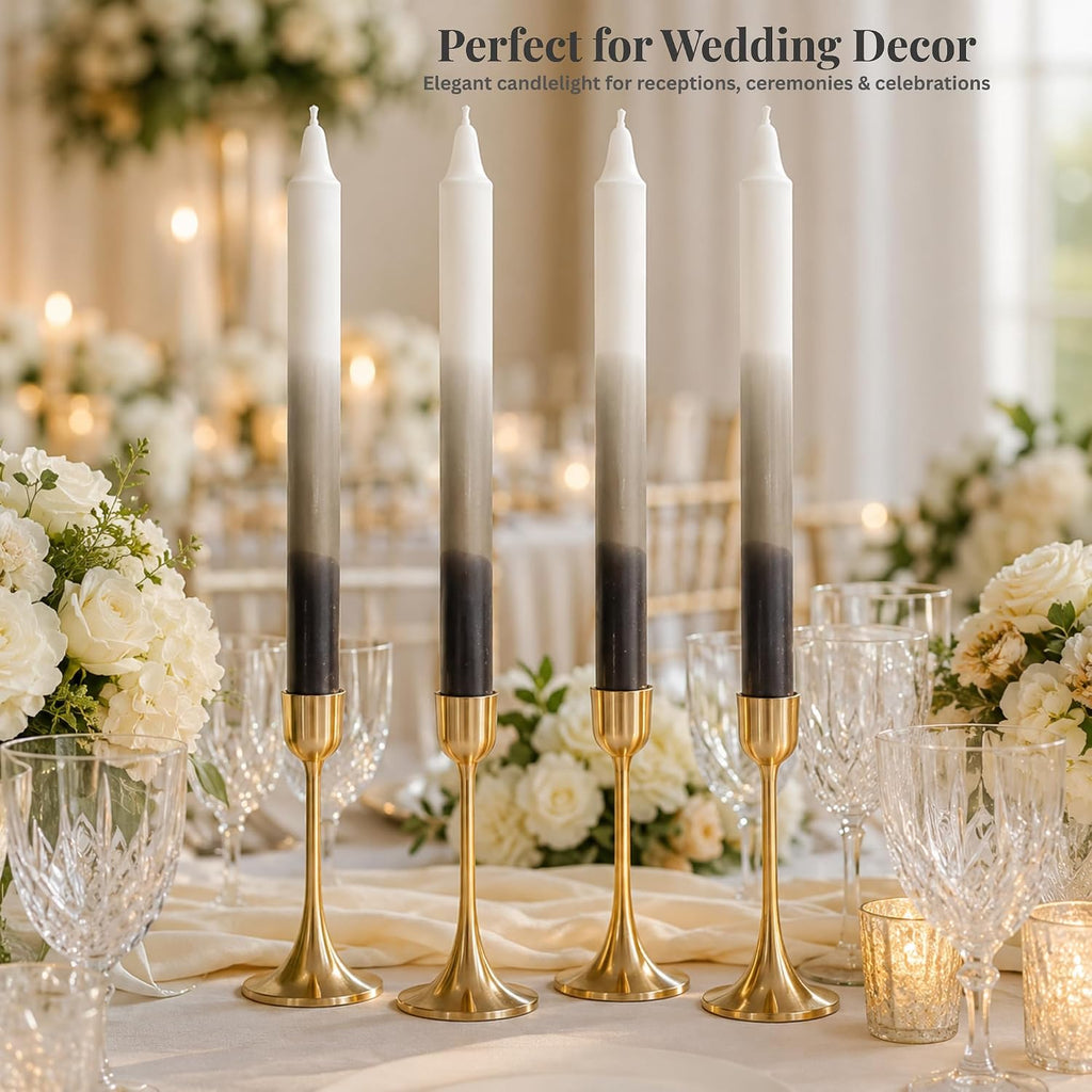 Premium Three-Tone Grey Taper Candles – 4-Pack Elegant Dripless & Smokeless Candle Sticks for All Seasons – Perfect for Autumn & Christmas Décor, Dinners, and Thoughtful Gifts