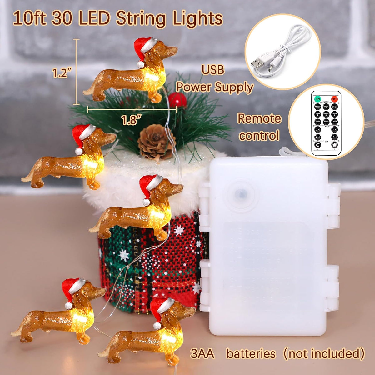 Impress Life Dachshund Dog Christmas String Lights