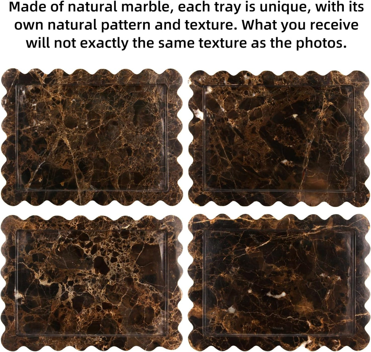 Scalloped Marble Decorative Tray, Light Emperador, 10.8 * 8
