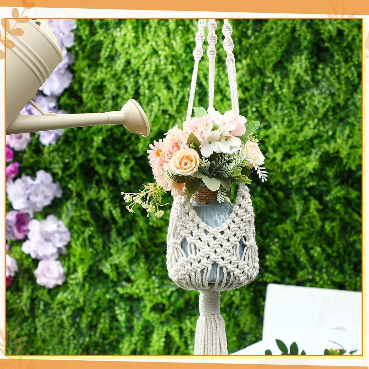 4 Pack Macrame Plant Hanger, Boho Hanging Planter for 8" Pot